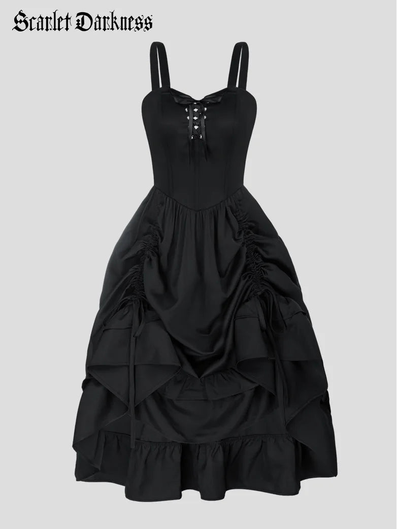 Sexy Cross Straps Boned Length Adjustable Swing Dress