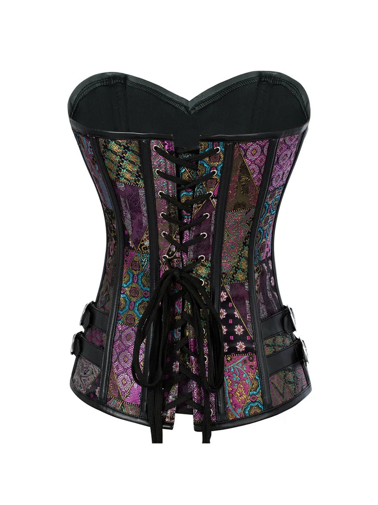 Steampunk Jacquard Corset Strapless Sweetheart Neck Costume SCARLET DARKNESS