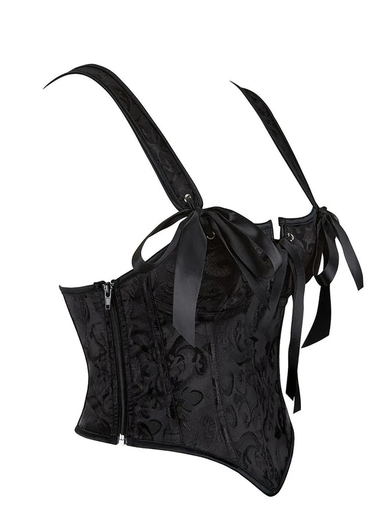 One-piece Collar Adjustable Jacquard Corset with Zip SCARLET DARKNESS