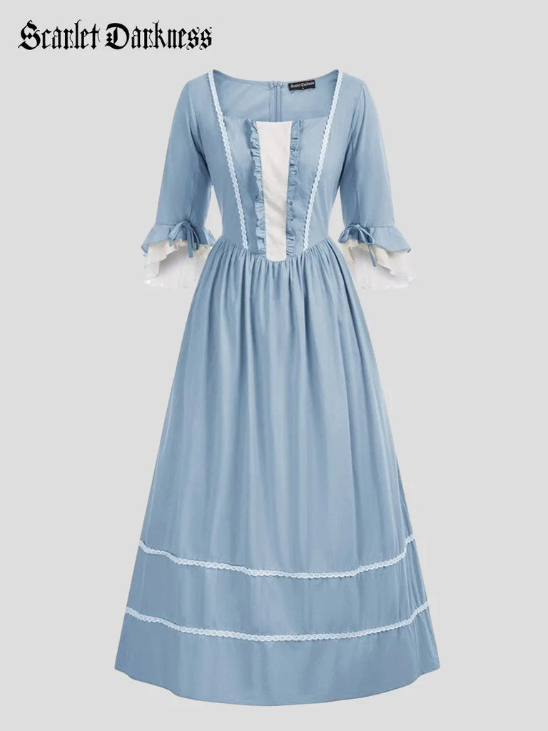 Colonial Cotton Dress for Women Prairie Pioneer Costume SCARLET DARKNESS