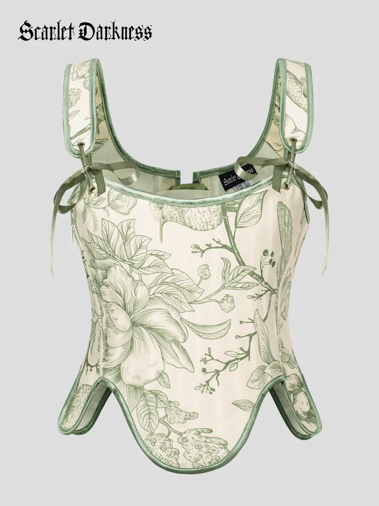 Scarlet Darkness Victorian Fairy Cottagecore Corset Lace-up Vest