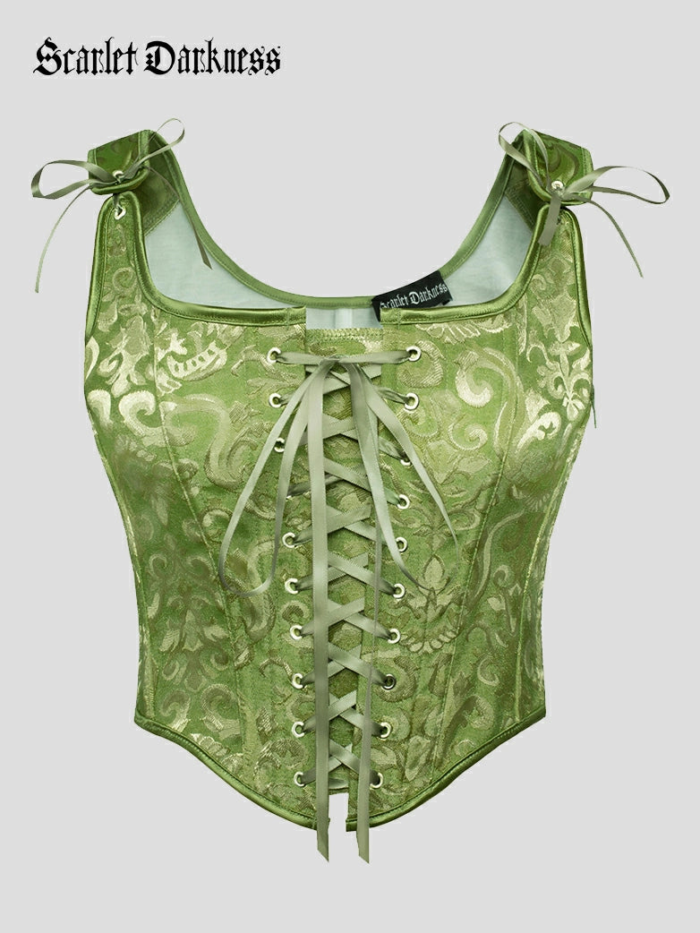 Scarlet Darkness Women Victorian Corset Ren Faire Lace-up 10 Bones Vest