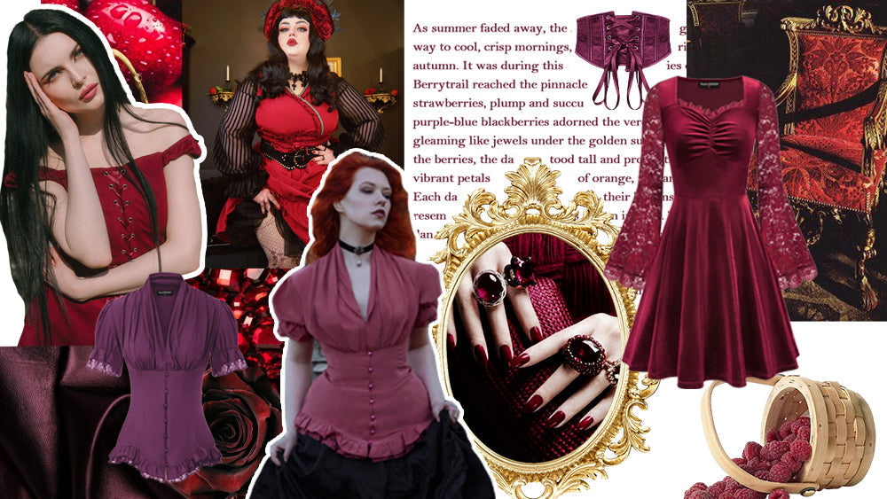 SCARLET DARKNESS - Burgundy Dahlias in Berries🍒