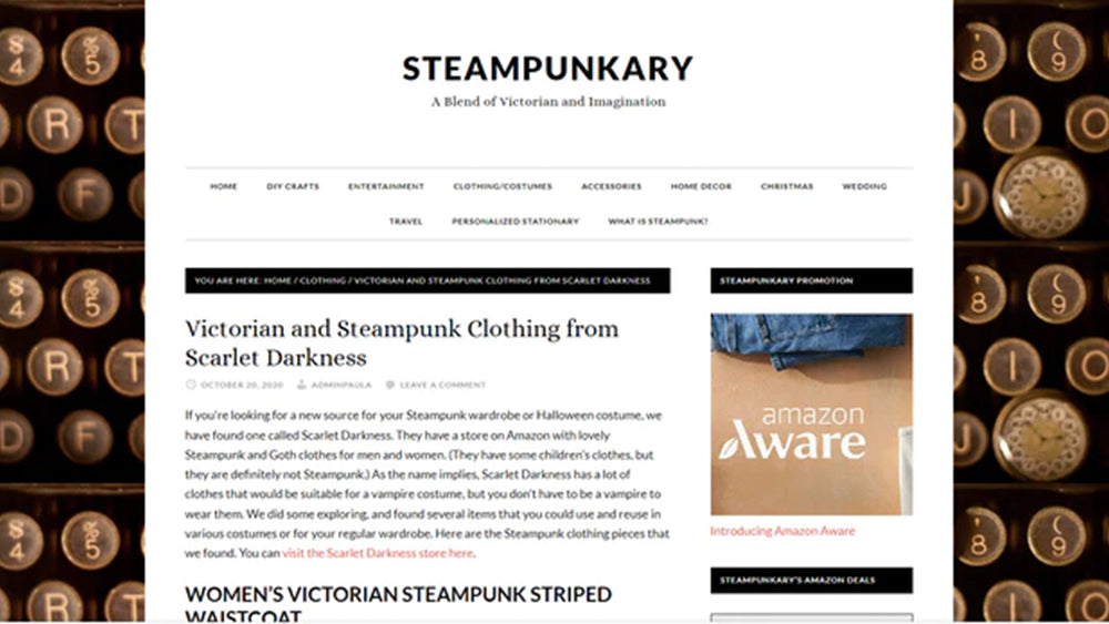 Scarlet Darkness‘s lovely Steampunk and Goth clothes for men and women was recommended by steampunkary