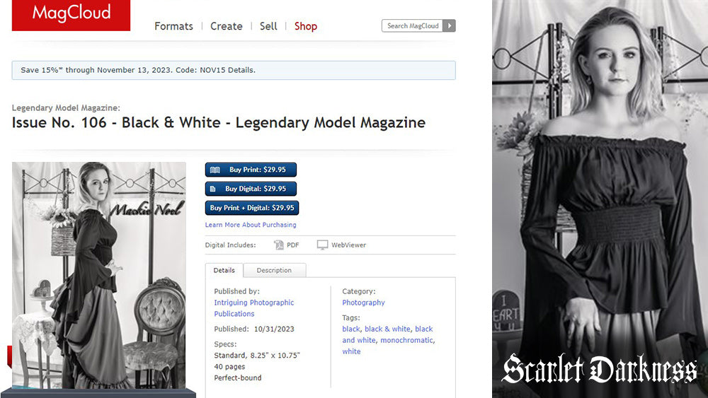 Our Classic Black and White Renaissance Costume Hits the Model Magazine - SCARLET DARKNESS
