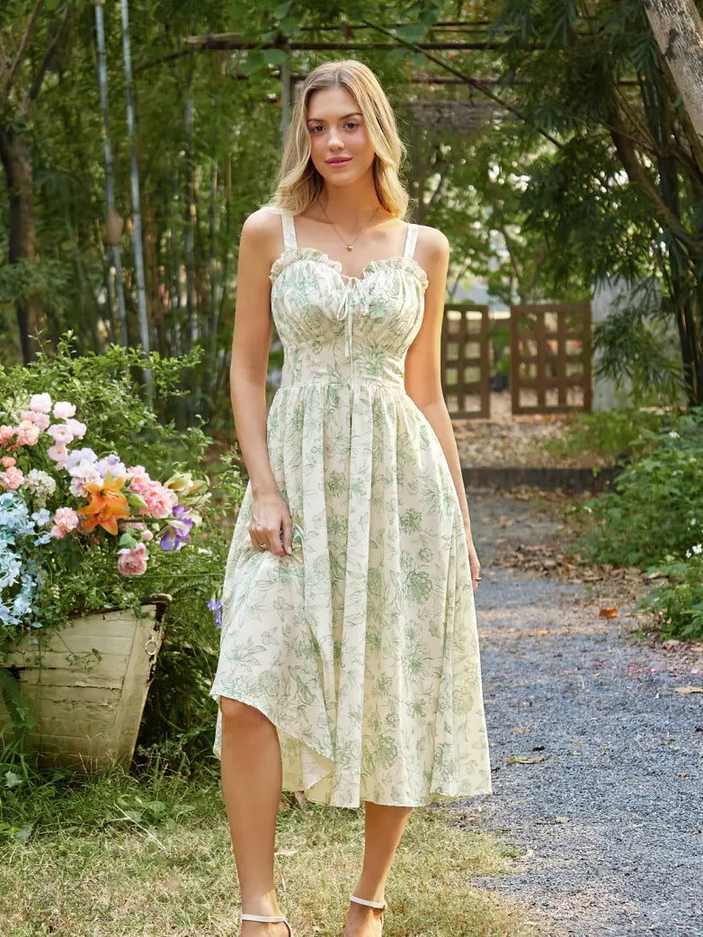 Scarlet Darkness 2026 Floral Corset Dress Long Milkmaid Dress with
