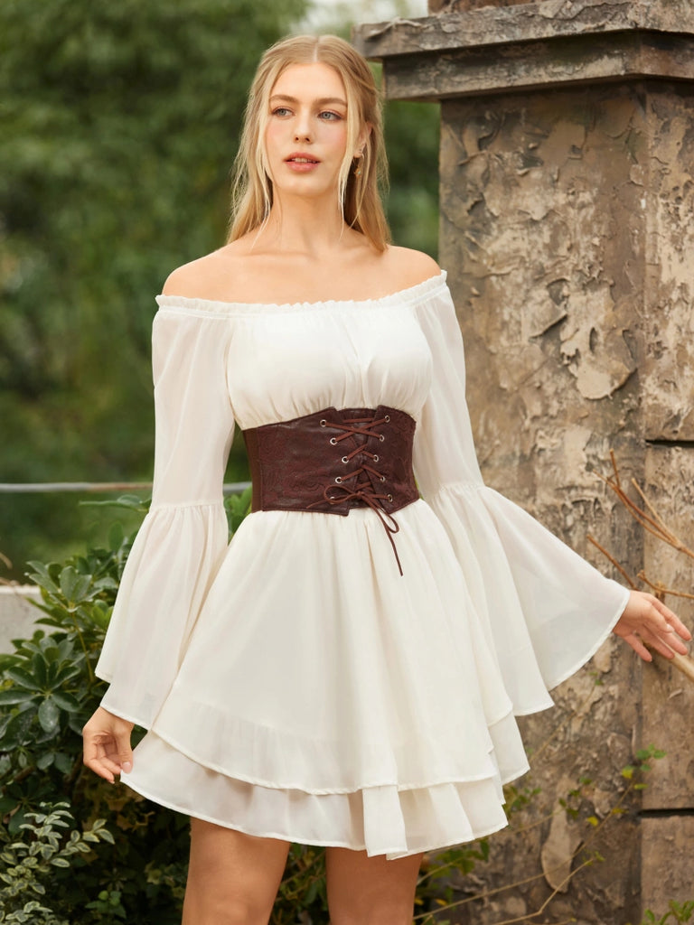 Scarlet Darkness Fairy Awakening: Renaissance Off Shoulder Chiffon Dress