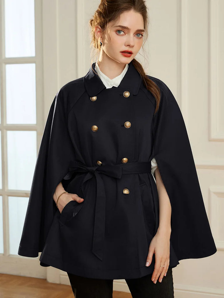 Double Breasted Overcoat Poncho Peacoat with Pocket SCARLET DARKNESS