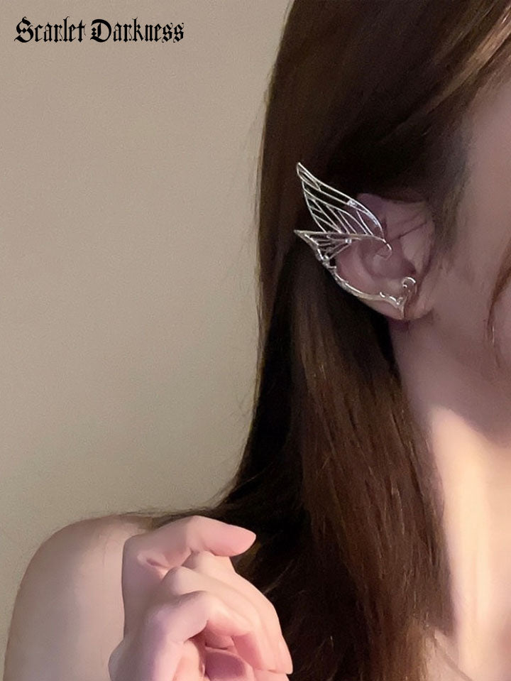 Retro Butterfly Elf Wings Ear Clips SCARLET DARKNESS