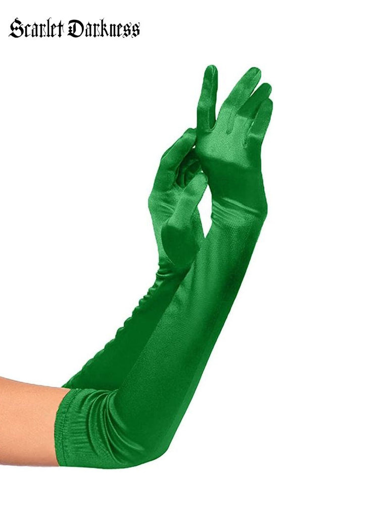 Women Solid Costume Green Gloves For Party SCARLET DARKNESS