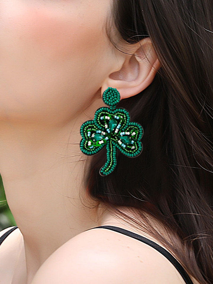 St. Patrick's Day Miss Lucky Shamrock Green Earrings SCARLET DARKNESS
