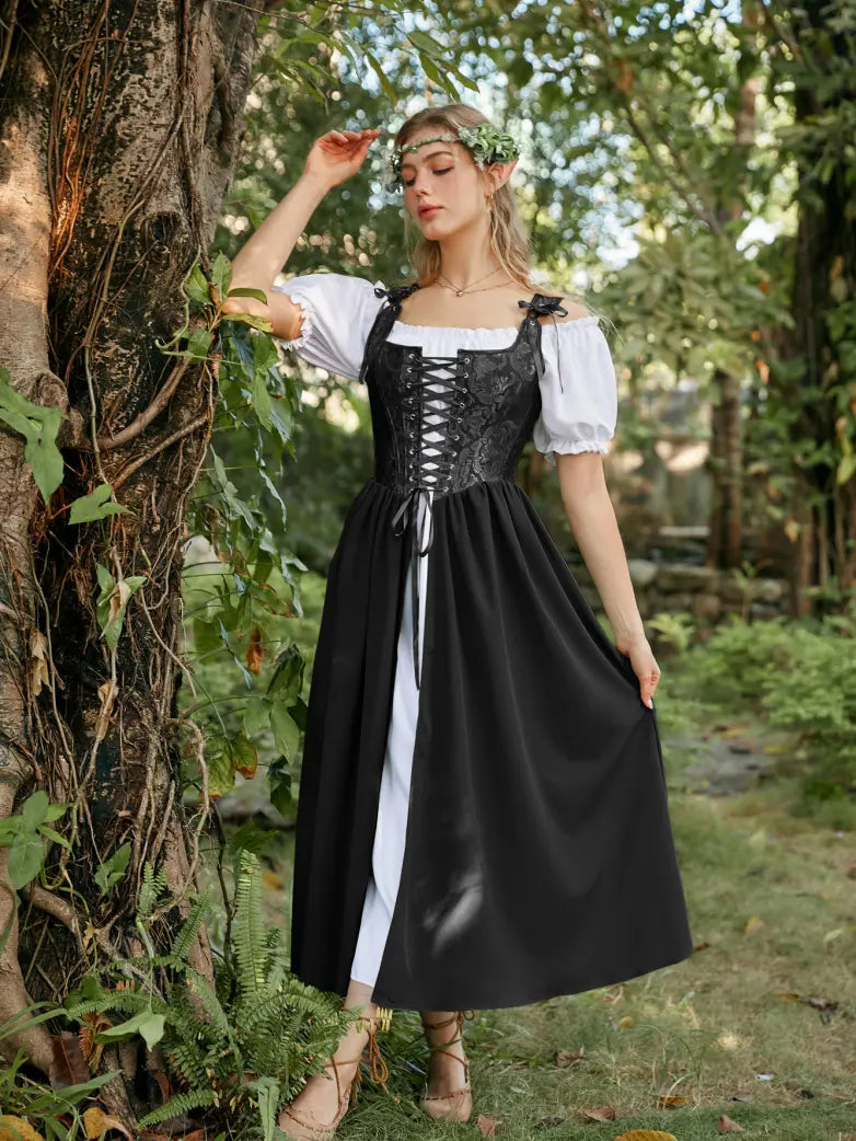 SCARLET DARKNESS Abito da donna senza maniche con lacci, in cotone medievale, Pasta di fagioli rossi Nuova dimensione, S SCARLET DARKNESS Abito da donna senza maniche con lacci, in cotone medievale, Pasta di fagioli rossi Nuova dimensione, S