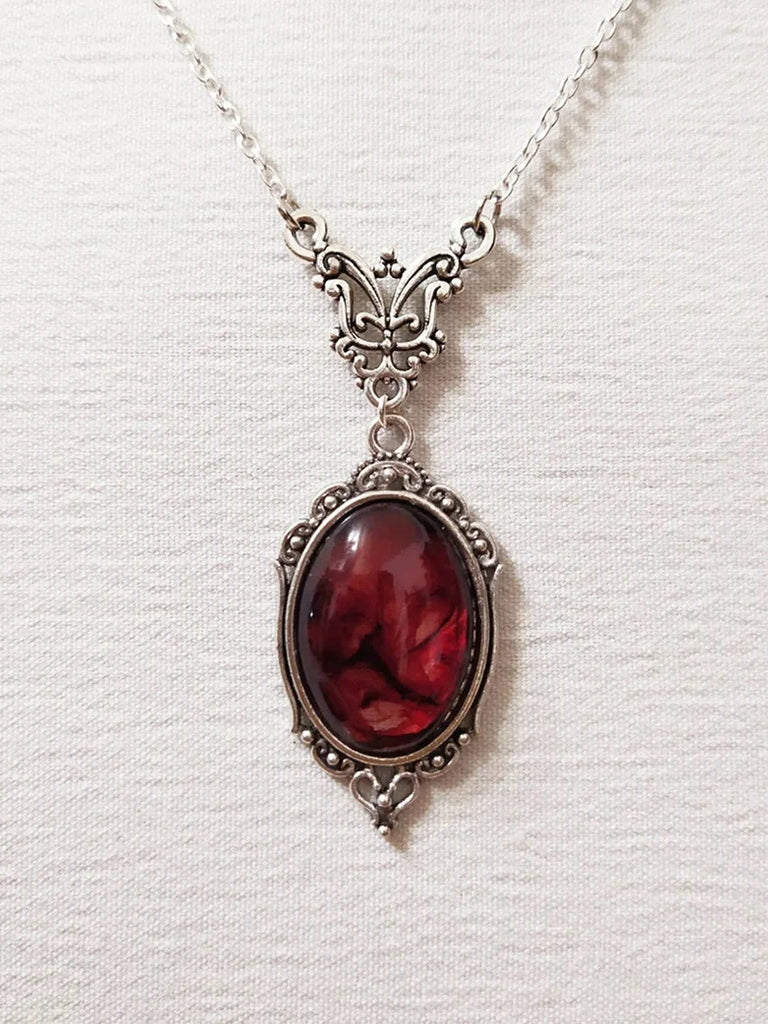 Vampire Eye Blood Oval Glass Pendant Gothic Necklace SCARLET DARKNESS