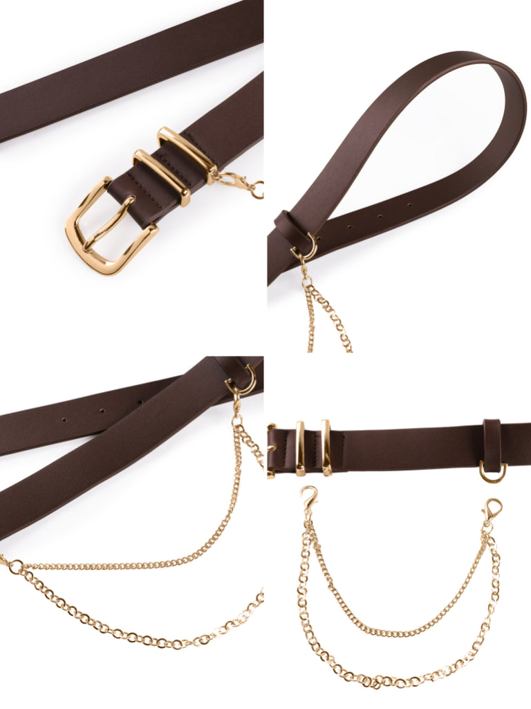 Scarlet Darkness Women Renaissance Chain Decorated Waist Leather Belt