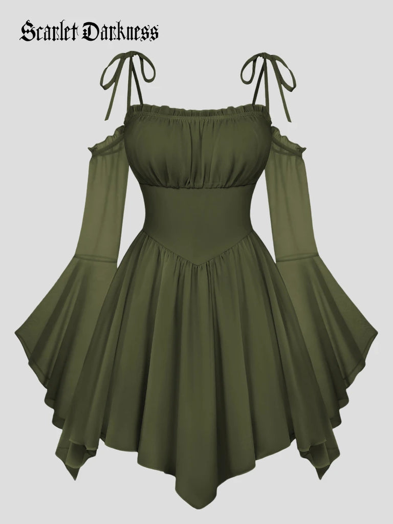 Fantasy Fairy Irregular Hem Chiffon Pockets Dress