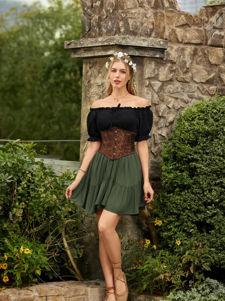 Scarlet Darkness Renaissance Peasant Cotton Off Shoulder Lace-up Tops