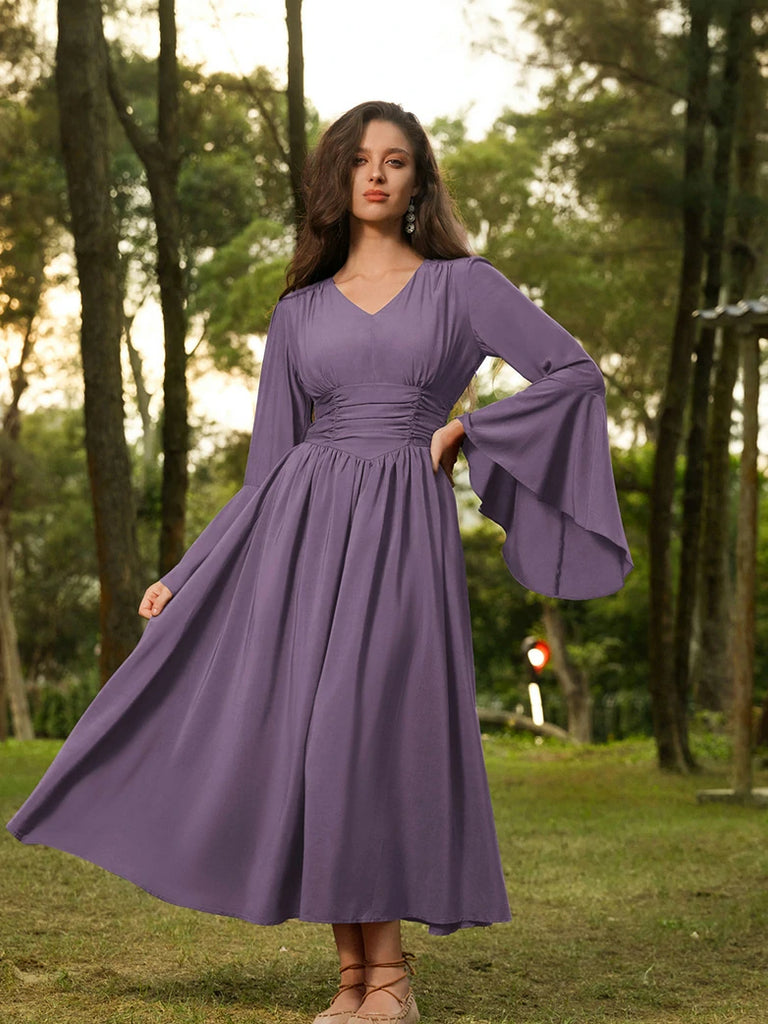 Scarlet Darkness Renaissance Fairy Elastic Waist Maxi Dress with Pockets