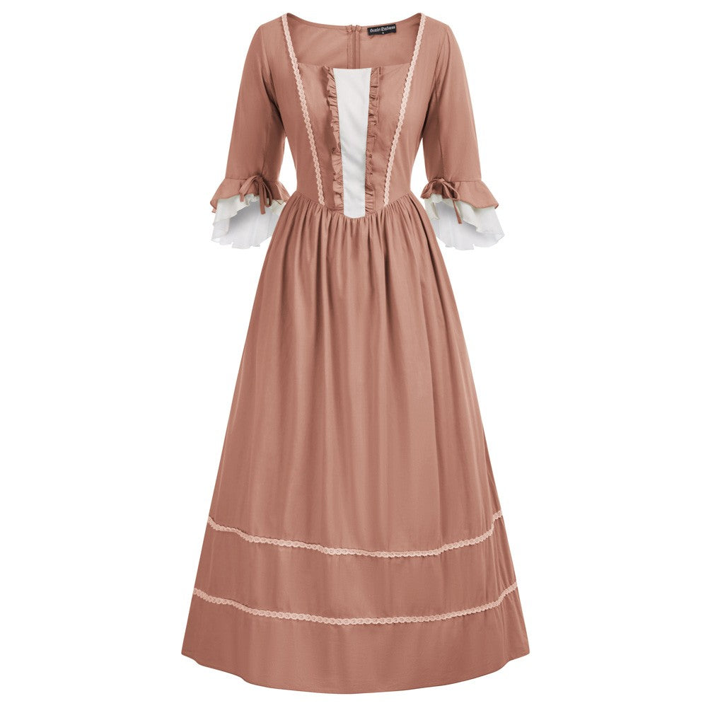 Colonial Cotton Dress for Women Prairie Pioneer Costume SCARLET DARKNESS