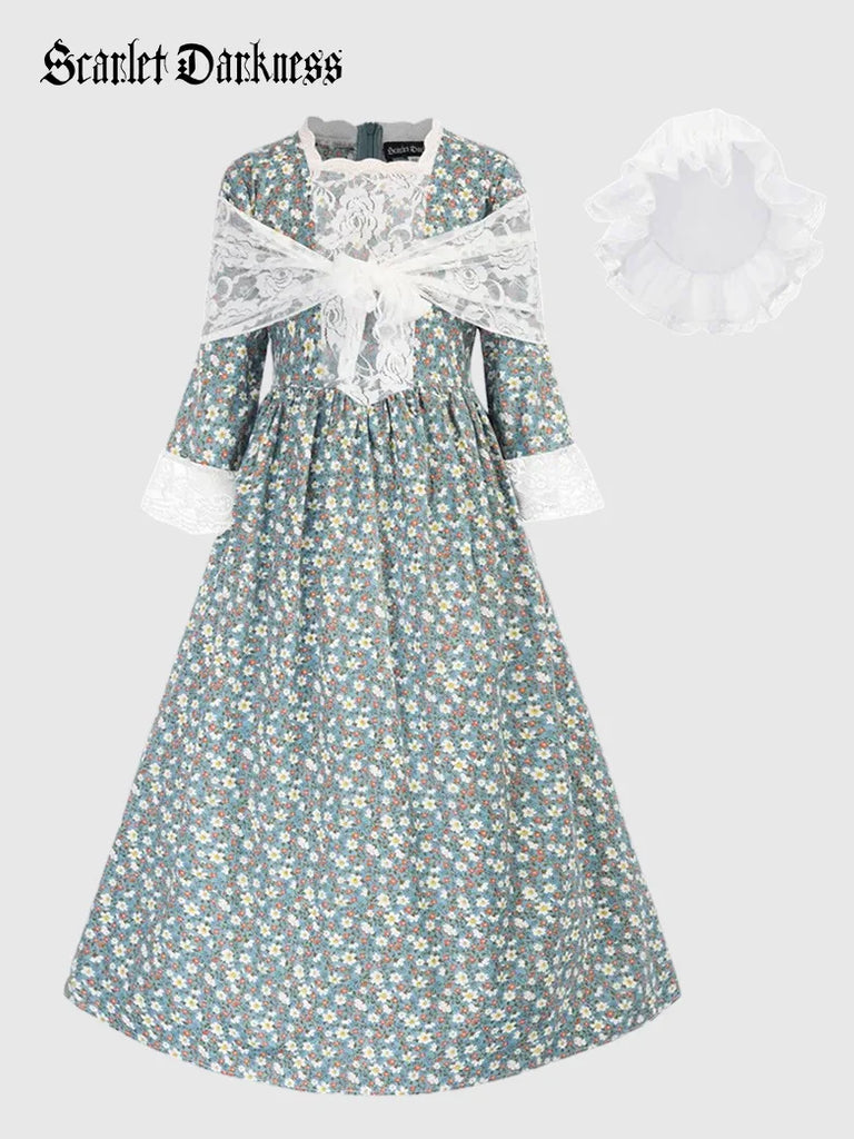 Girls Colonial Dress Prairie Costume 6Y-13Y SCARLET DARKNESS