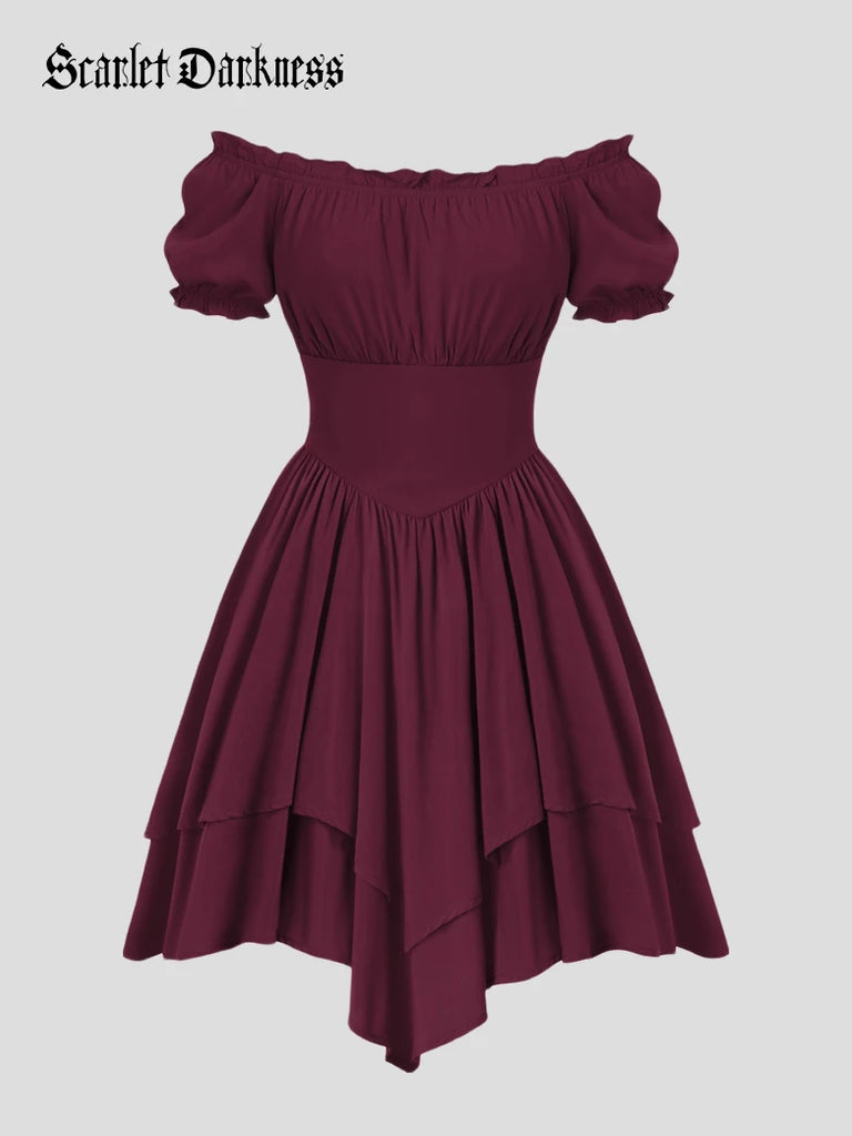 Scarlet Darkness Pirate Short Sleeve Off Shoulder Renaissance Dress