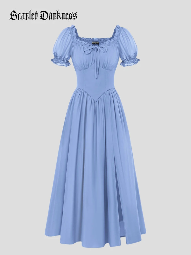 Scarlet Darkness Renaissance Classical Off Shoulder Pockets Dress
