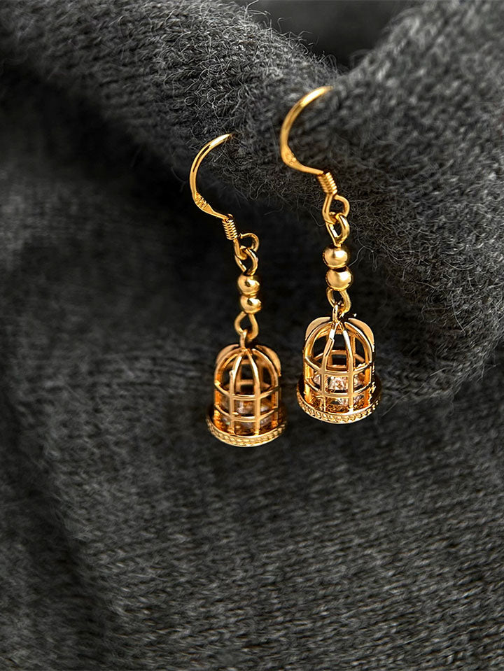 Scarlet Darkness Victorian Romantic Filigree Birdcage Earrings Drops