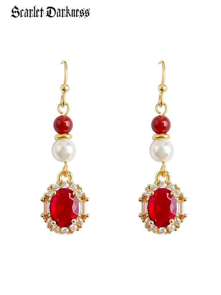 Scarlet Darkness Retro Glam Ruby Tassel Earrings for Elegant Evening 1