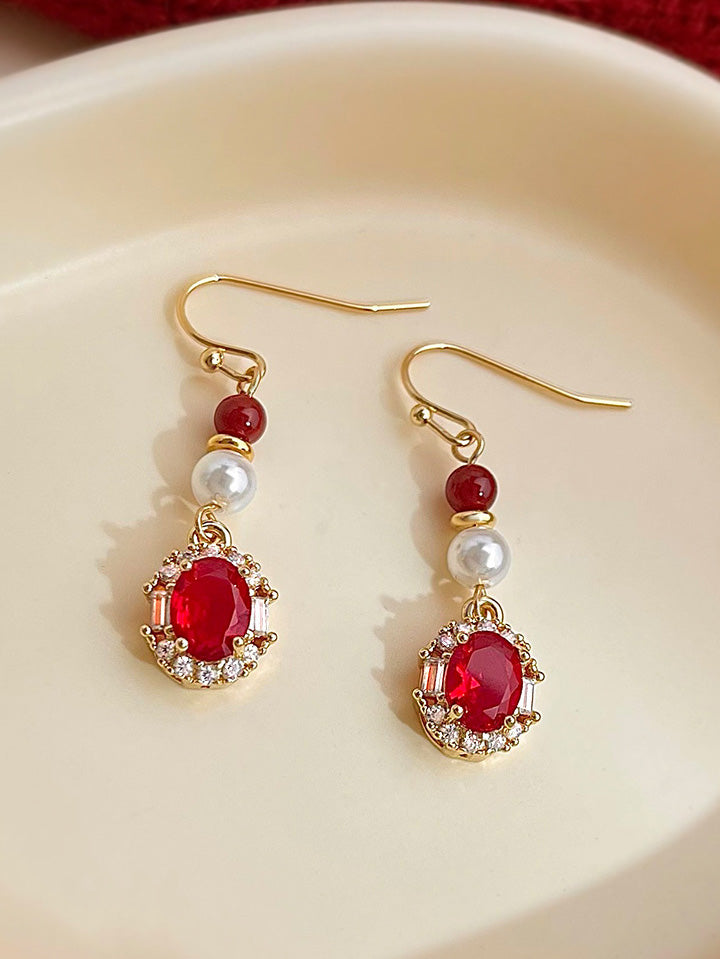 Scarlet Darkness Retro Glam Ruby Tassel Earrings for Elegant Evening
