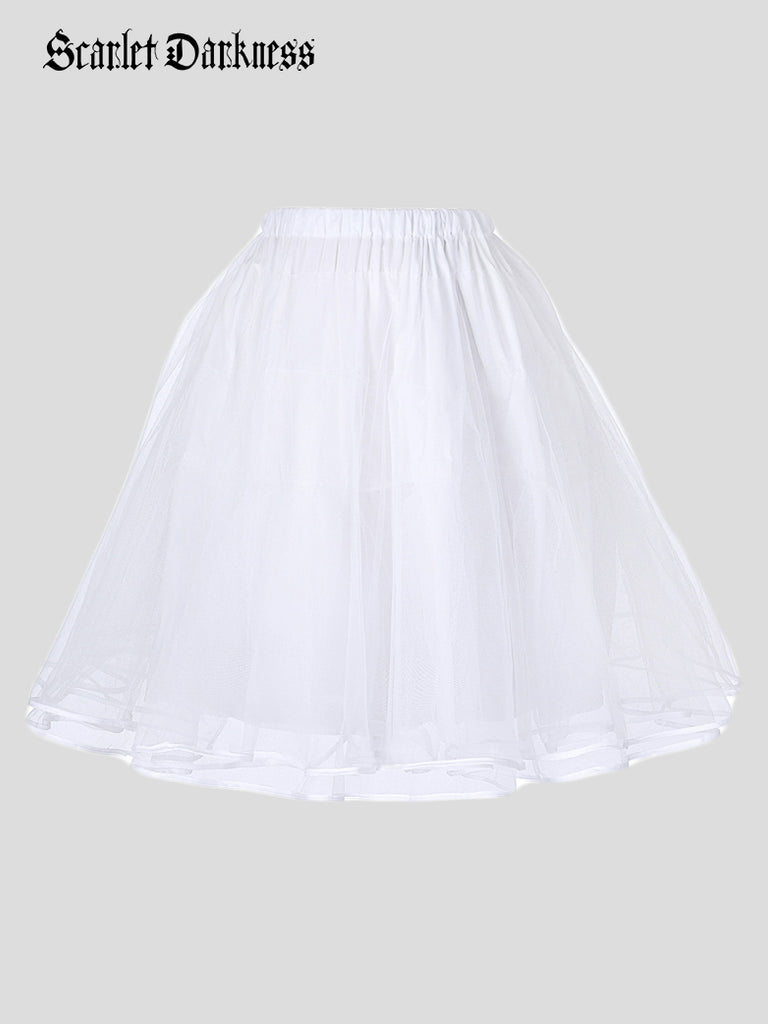 Women's Luxury Retro 3 Layers Tulle Netting Petticoat SCARLET DARKNESS