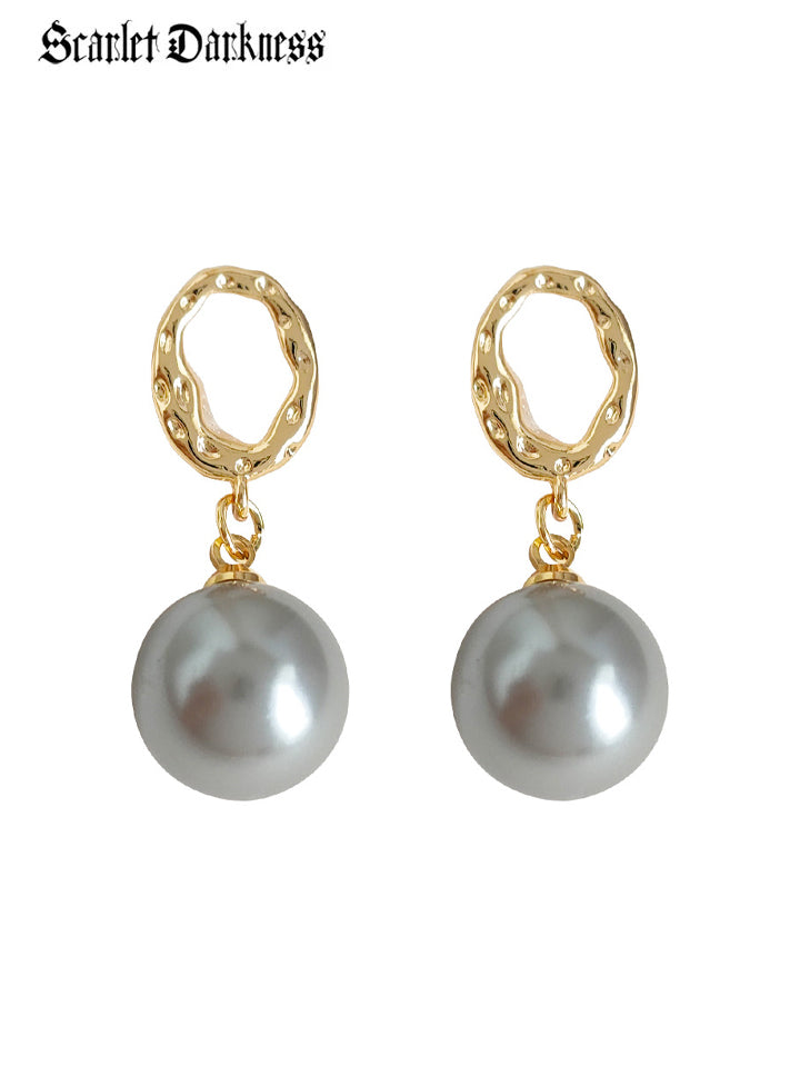 Scarlet Darkness Vintage Classic Pearl Pendant Earrings for Wedding 1