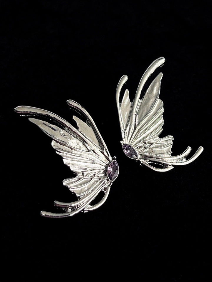 Scarlet Darkness Dark Romantic Gothic Metal Butterfly Earrings