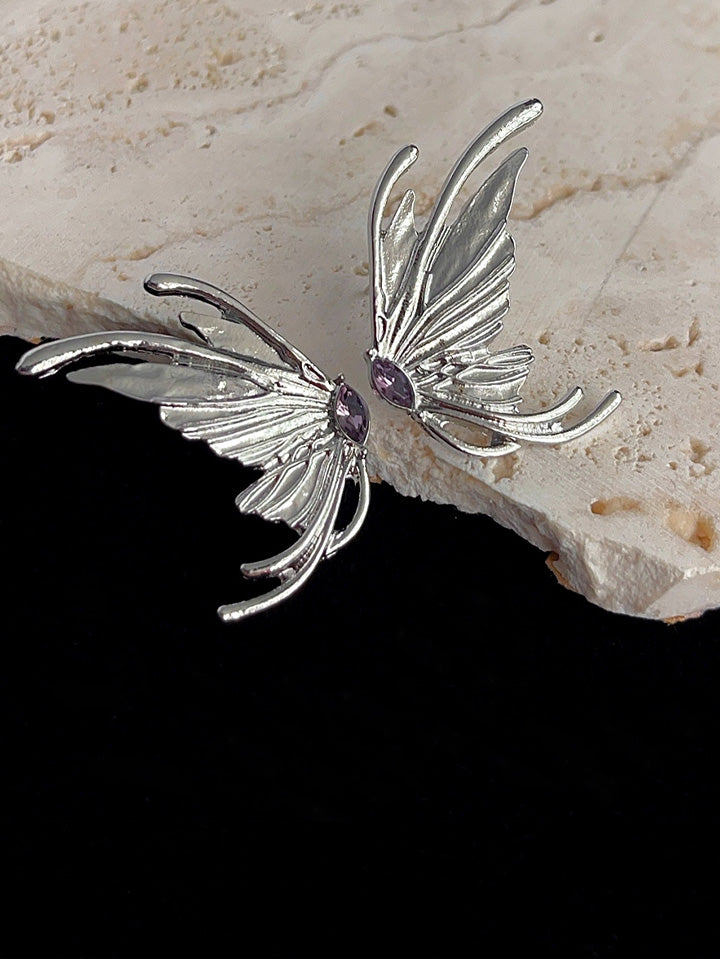 Scarlet Darkness Dark Romantic Gothic Metal Butterfly Earrings