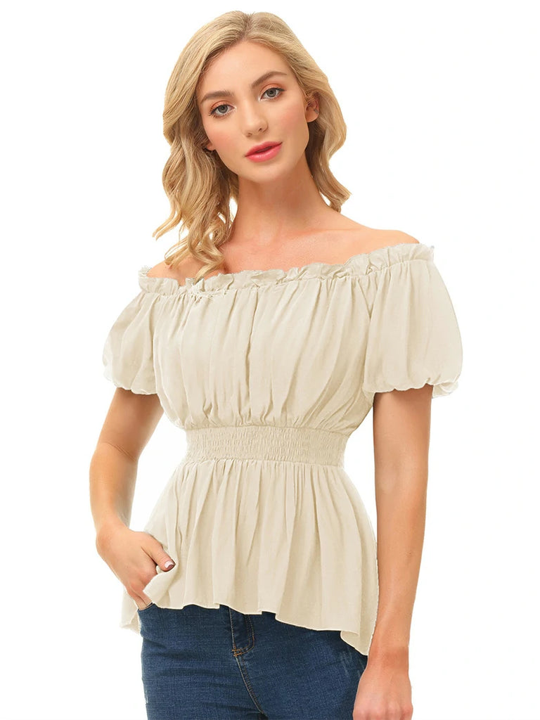 SCARLET DARKNESS Dames Renaissance Boerenblouse Vintage Met Losse Schouder Middeleeuwse Blouse, Abrikoos, XXL SCARLET DARKNESS Dames Renaissance Boerenblouse Vintage Met Losse Schouder Middeleeuwse Blouse, Abrikoos, XXL