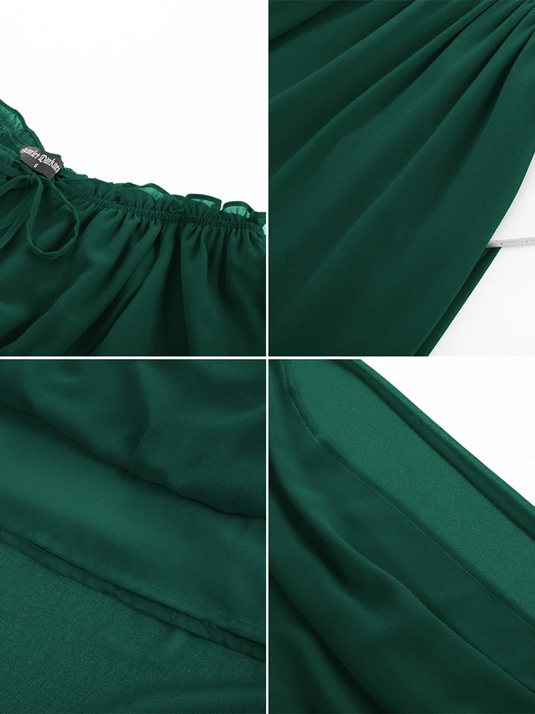 Scarlet Darkness Renaissance Chiffon Sleeve Elastic Waist Pocket Dress