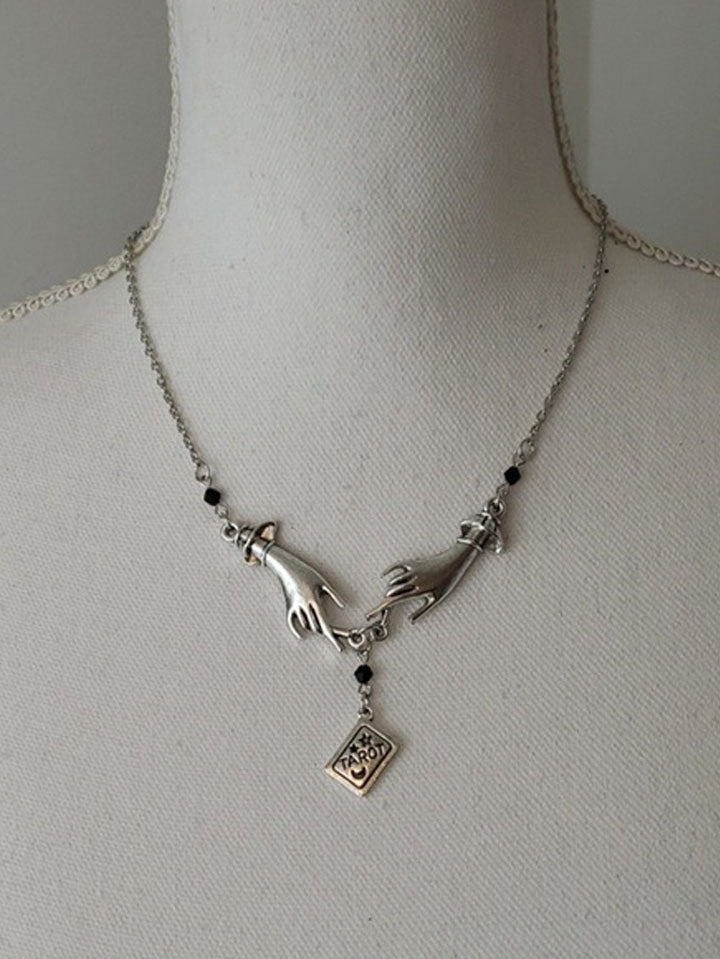 Scarlet Darkness Witchcore Gothic Tarot Card Pendant Necklace