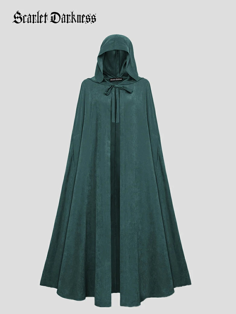 Scarlet Darkness Unsex Medieval Hooded Cape Warrior Mid-Calf Cloak Scarlet Darkness Unsex Medieval Hooded Cape Warrior Mid-Calf Cloak