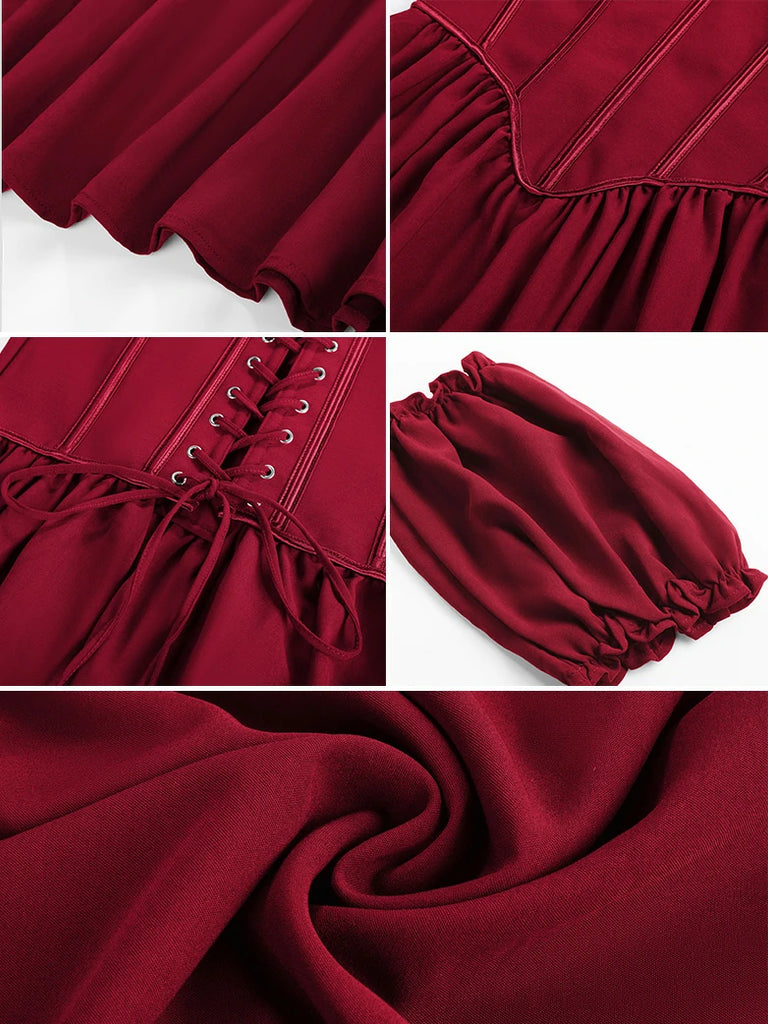 Scarlet Darkness Victorian Off Shoulder Corset Bodice Maxi Dress