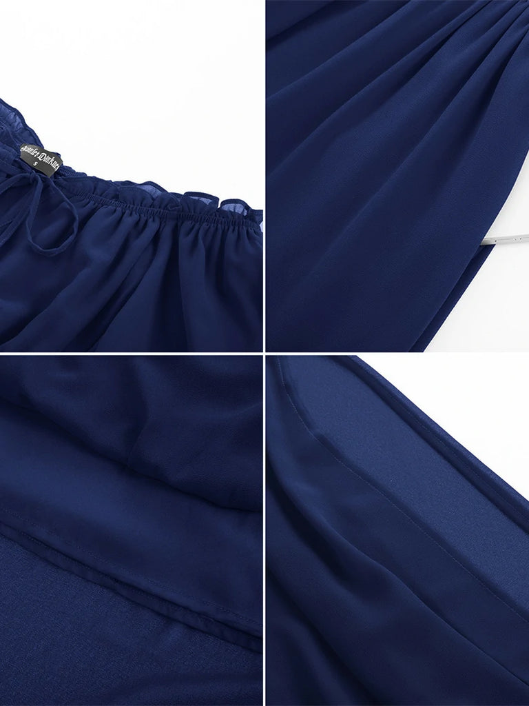 Scarlet Darkness Renaissance Chiffon Sleeve Elastic Waist Pocket Dress