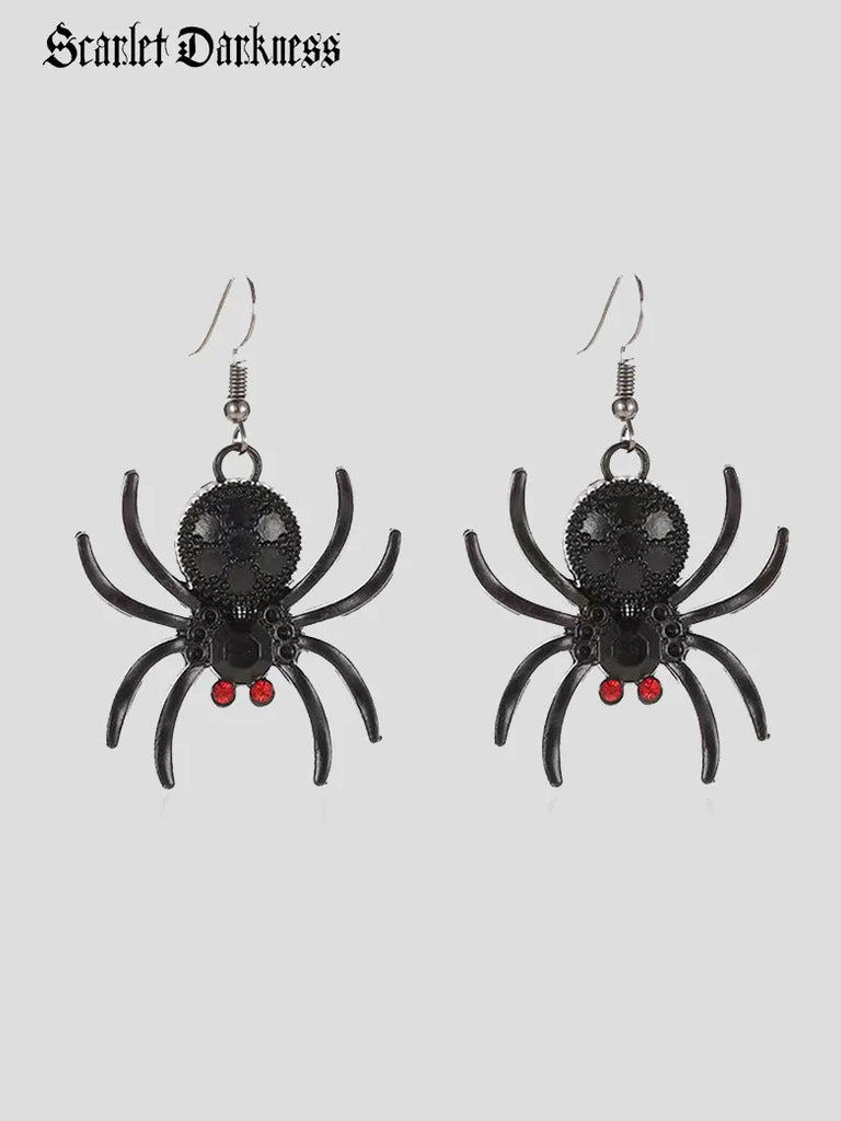 Gothic Halloween Spider Skull Earrings Dark Animal Earrings SCARLET DARKNESS