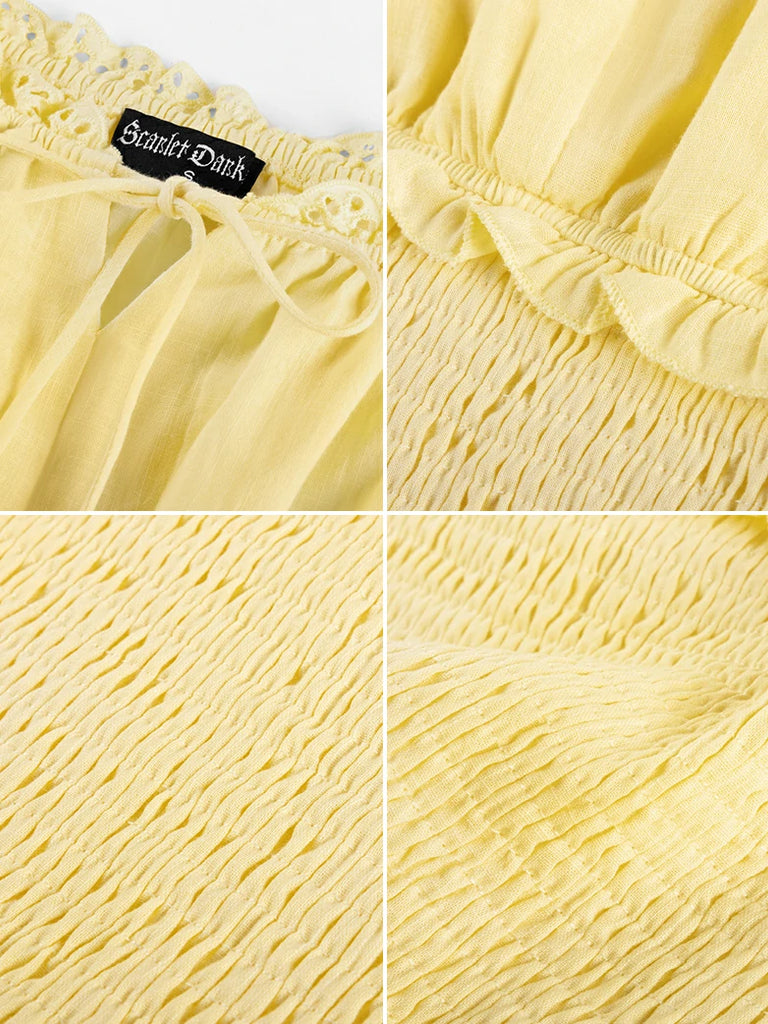 Scarlet Darkness 100% Cotton Renaissance Smocked Waist Tops