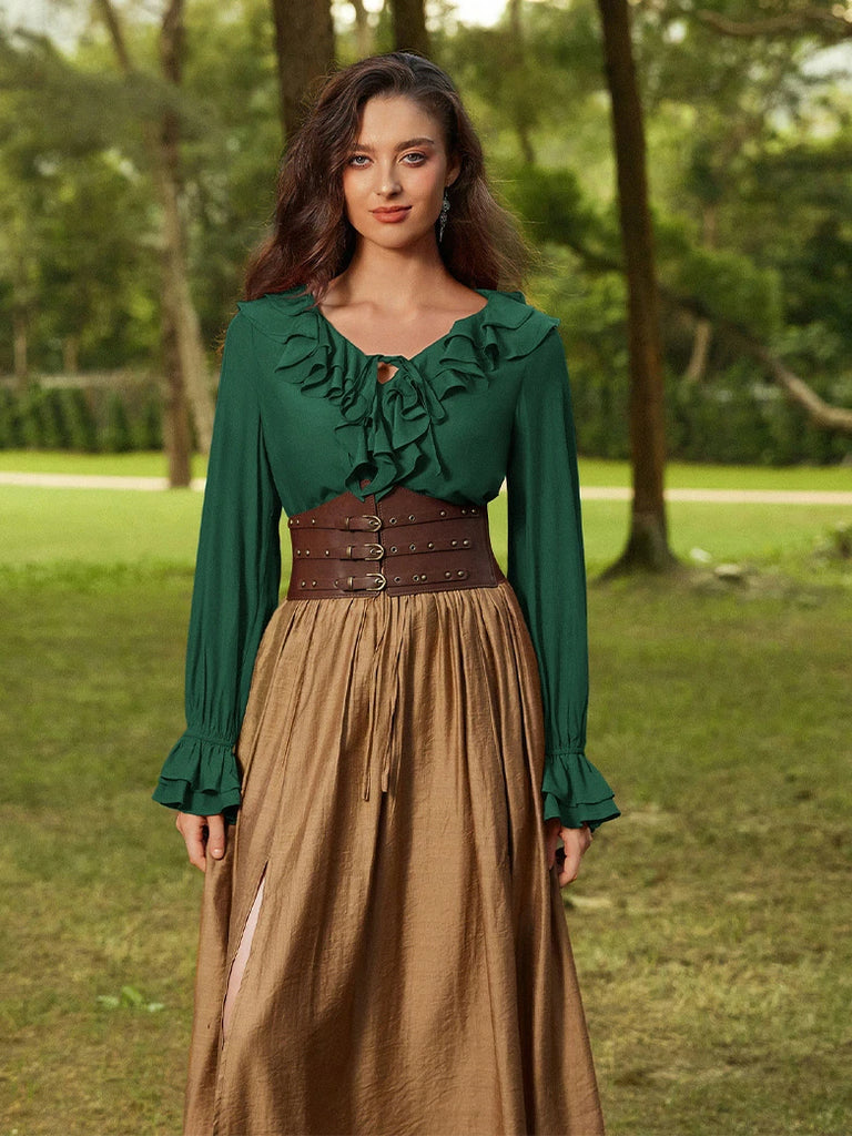 Scarlet Darkness Renaissance Ruffle Decorated Tops Pirate Shirts