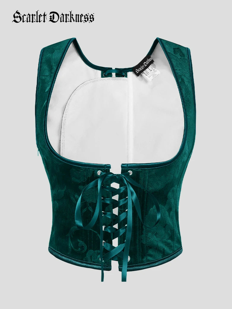 SCARLET DARKNESS Renaissancekorset voor dames, vintage, vetersluiting, middeleeuwse velours bustier, Zwart, 42 SCARLET DARKNESS Renaissancekorset voor dames, vintage, vetersluiting, middeleeuwse velours bustier, Zwart, 42
