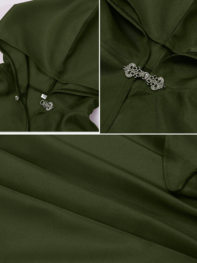 Scarlet Darkness 2025 Renaissance Wizard Short Hooded Cloak