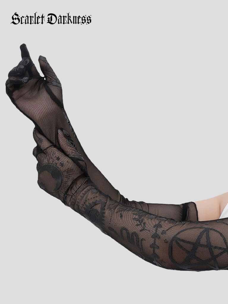 Lace Gothic Pattern Black Gloves SCARLET DARKNESS