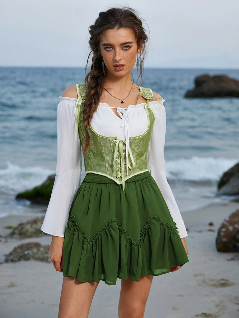 Scarlet Darkness 2025 Pirate Boho Tiered Chiffon Swing Mini Skirt