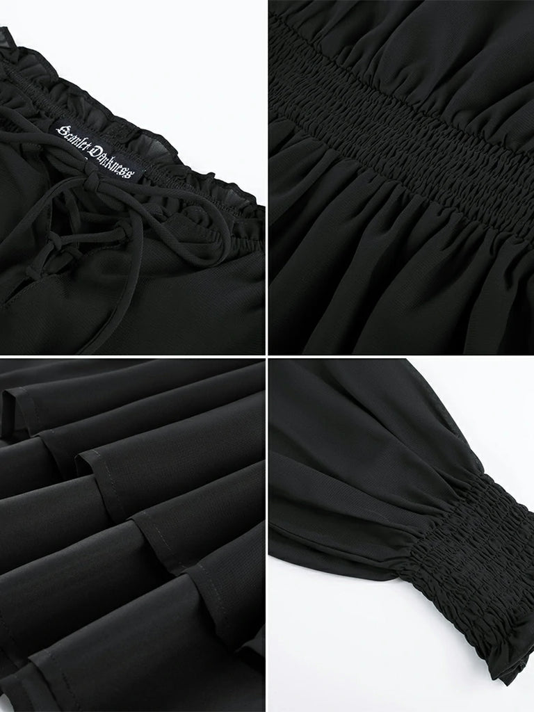 Scarlet Darkness Renaissance Fitted Long Sleeve Off-Shoulder Top