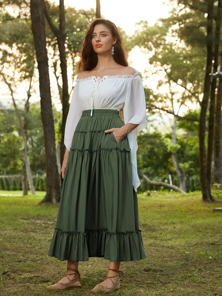 Scarlet Darkness Prairie Renaissance Layered and Versatile Pocket Skirt