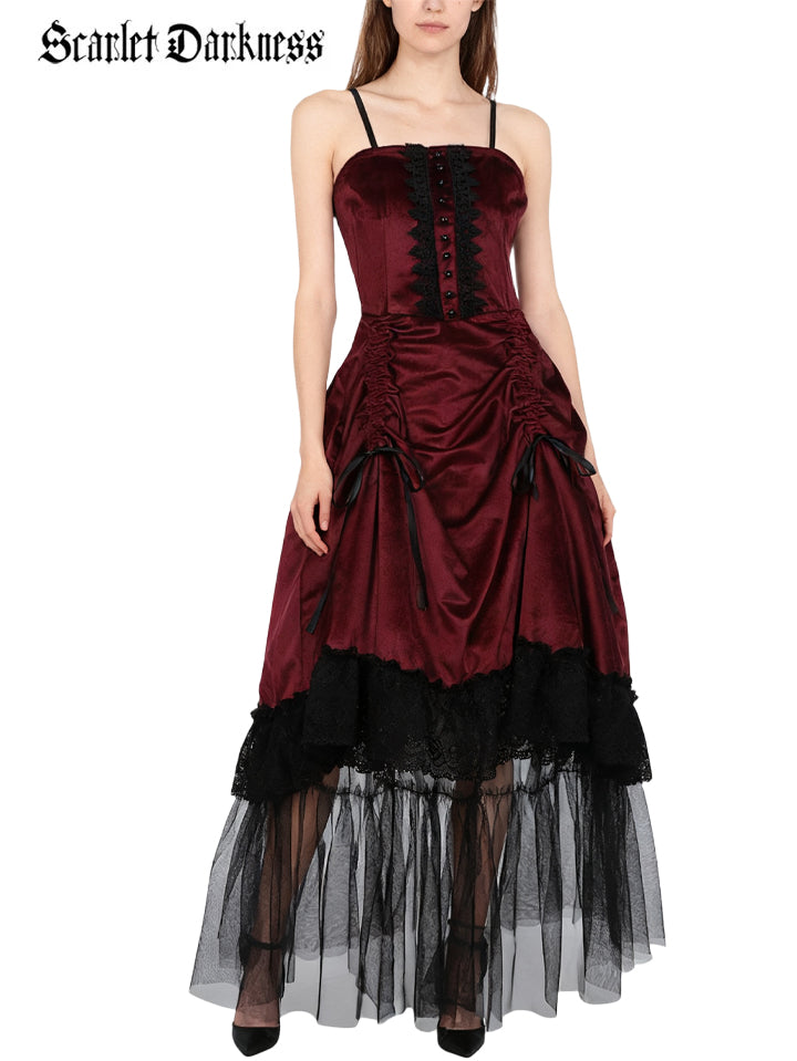 Scarlet Darkness Women Gothic Steampunk High-Low Slip Dress