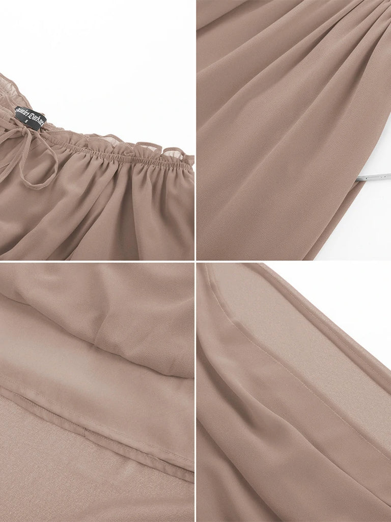 Scarlet Darkness Renaissance Chiffon Sleeve Elastic Waist Pocket Dress