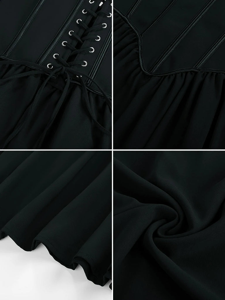 Scarlet Darkness Victorian Off Shoulder Corset Bodice Maxi Dress